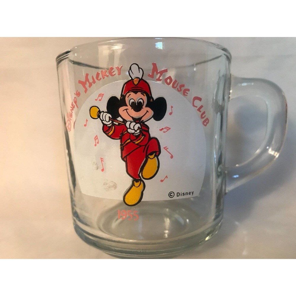 DISNEY-ANCHOR HOCKING "Mickey Mouse Club" 1955 Glass Mug/Cup *VINTAGE